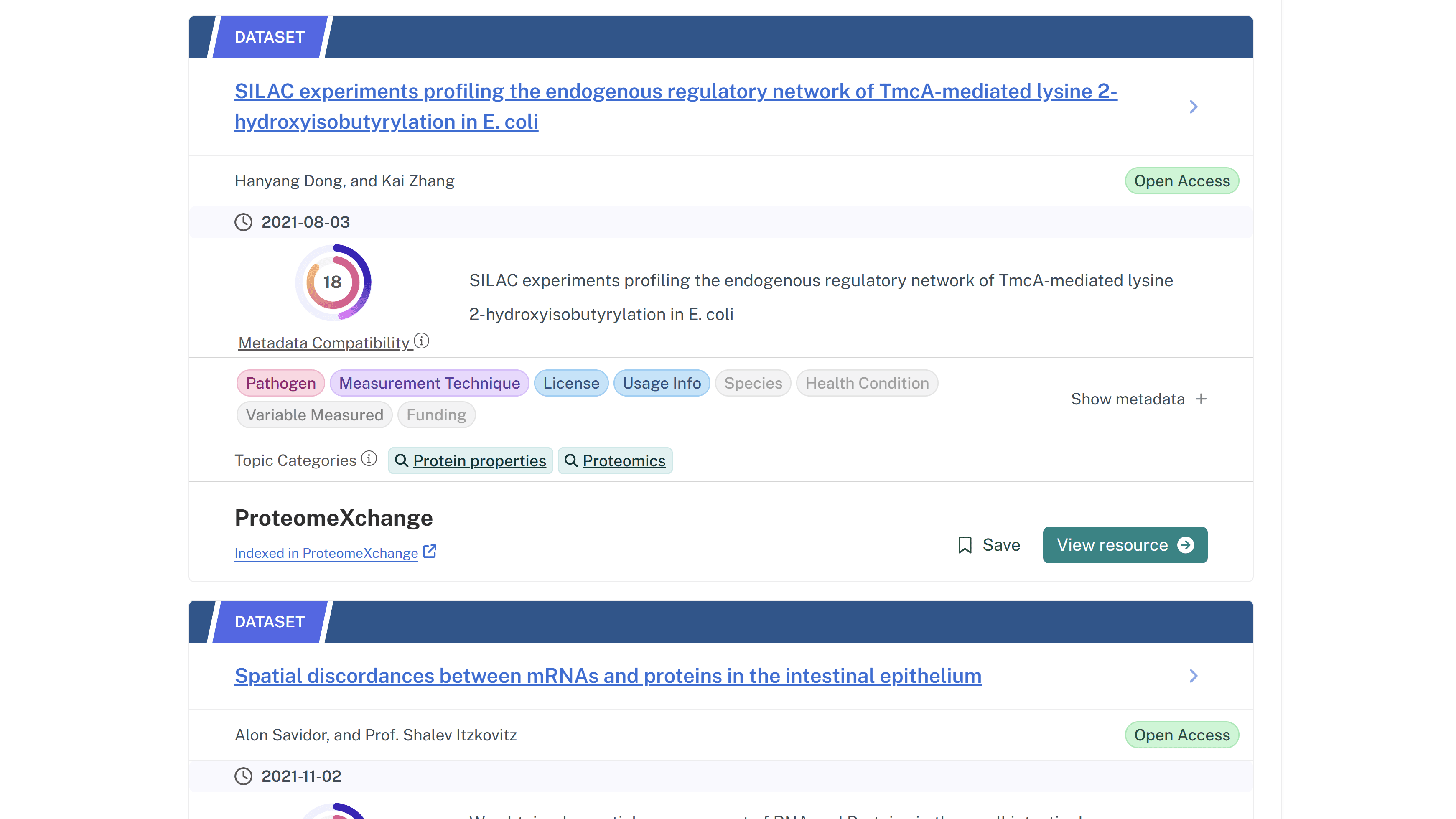 ProteomeXchange datasets in the NIAID Data Ecosystem